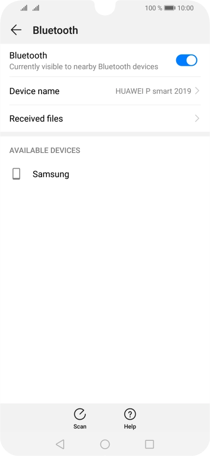Press the required Bluetooth device and follow the instructions on the screen to pair the device with your phone.