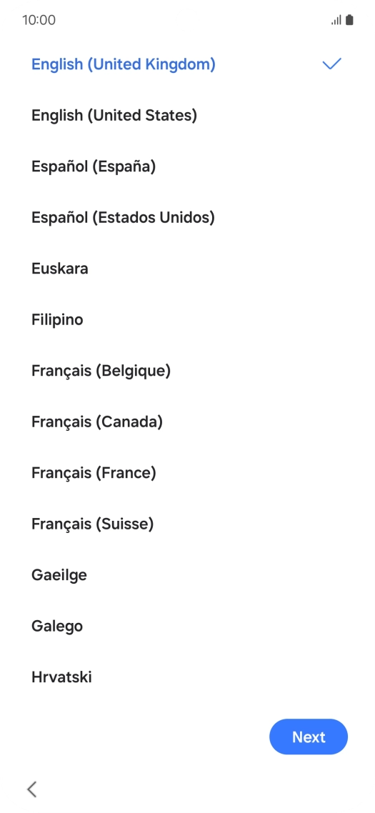 Press the required language.
