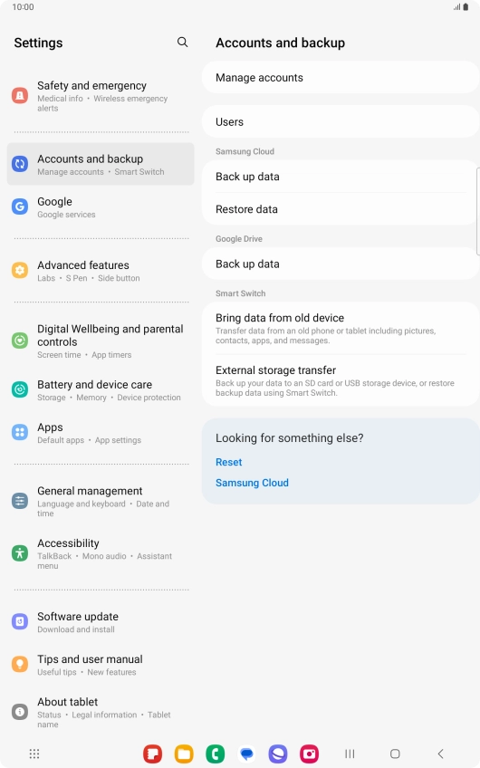 Press Manage accounts.