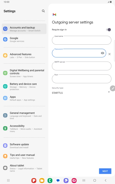 Press the field below 