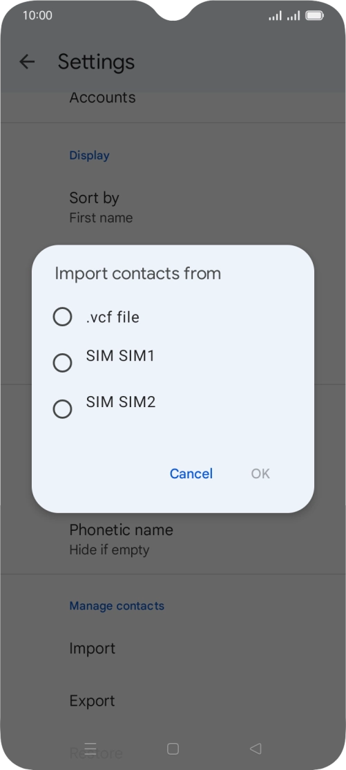 Press the required SIM.