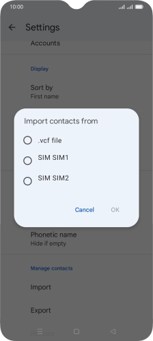 Press the required SIM.