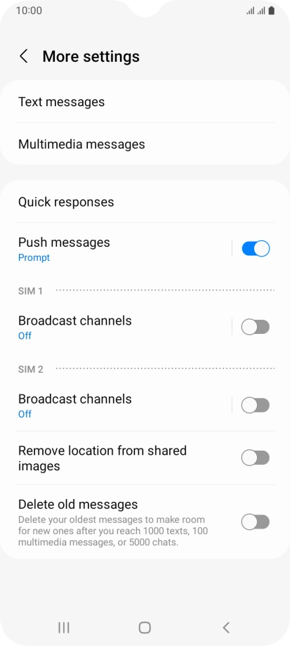 Press Text messages.