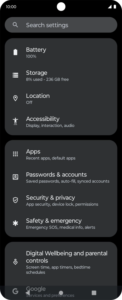 Press Passwords & accounts.