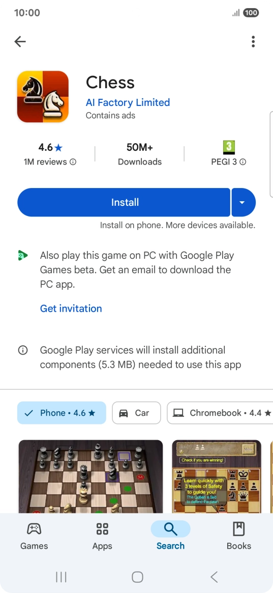 Press Install and follow the instructions on the screen to install the app.