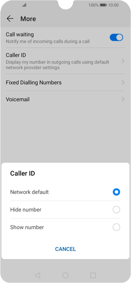 Press Show number to turn on caller identification.