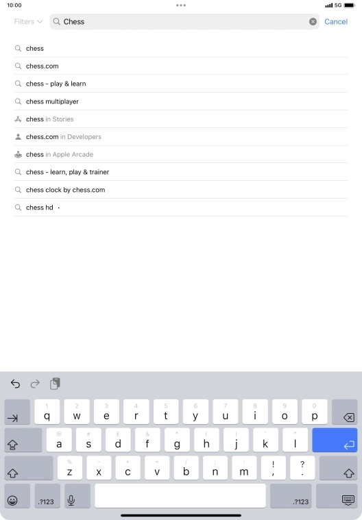 Key in the name or subject of the required app and press enter.