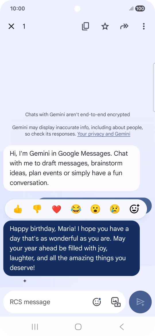 Press and hold the text suggestion from Gemini. Follow the instructions on the screen to use the text suggestion.