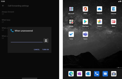 Key in +447953222222 and press TURN ON.