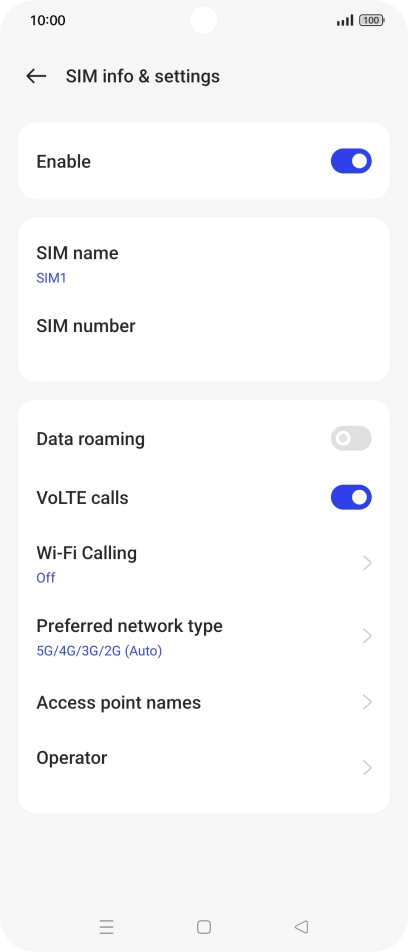 Press Preferred network type.