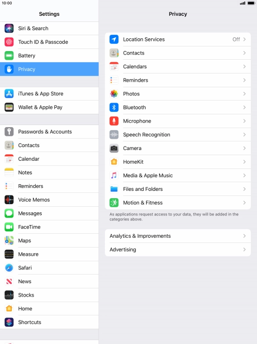 Press Location Services.