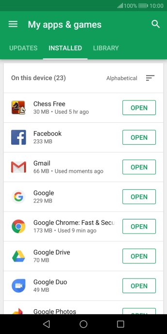 Press the required app.