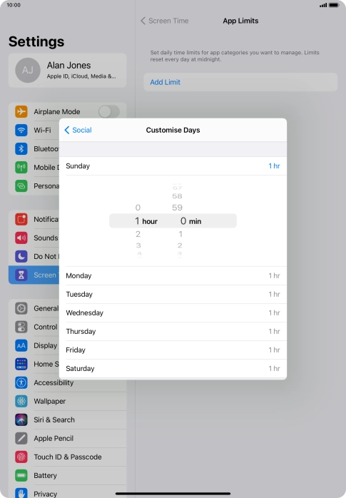 Select the required period.