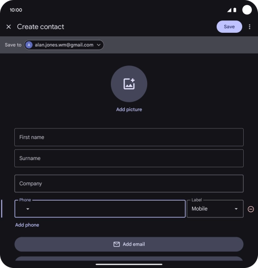 Press the address book drop down list.