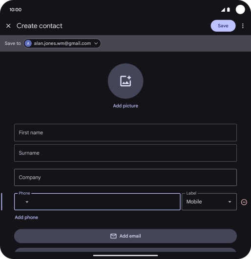 Press the address book drop down list.