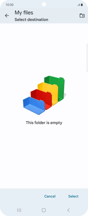 To create a new folder, press the new folder icon and follow the instructions on the screen to create a new folder.