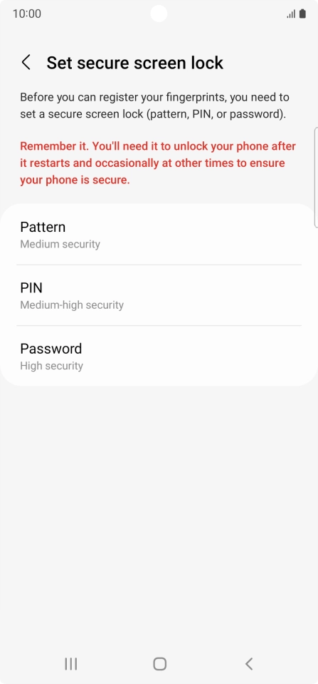 Press the required phone lock code and follow the instructions on the screen to create an additional phone lock code.