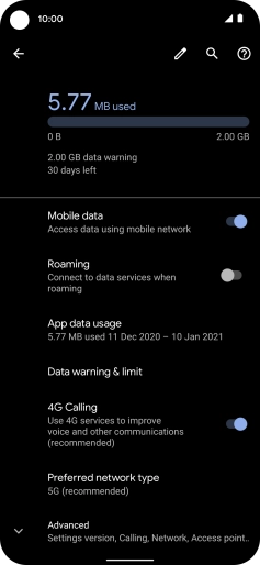 The total data usage is displayed.
