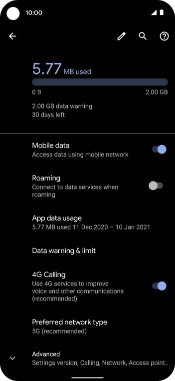 The total data usage is displayed.