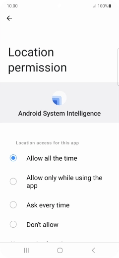 Press the required setting.