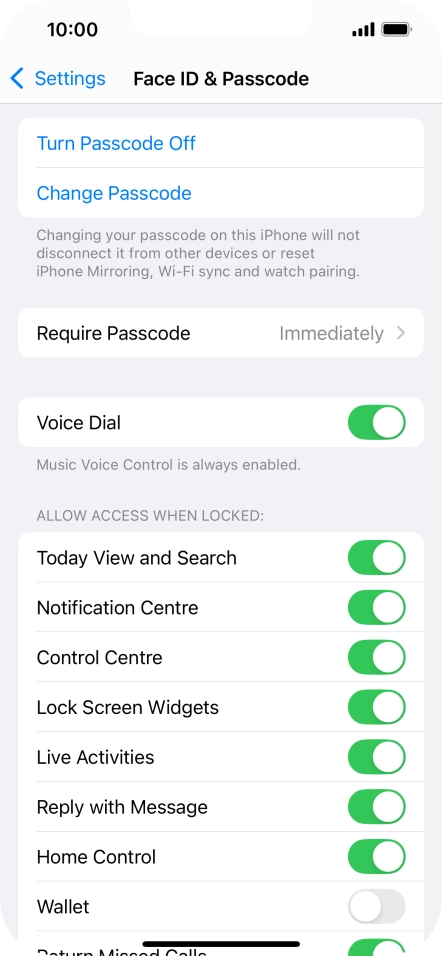 Press Turn Passcode Off and key in the phone lock code.