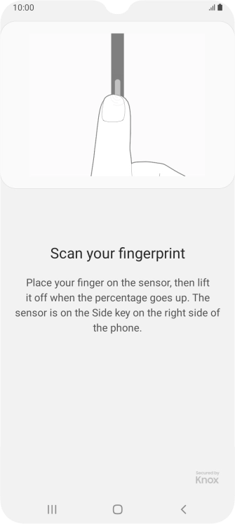 Follow the instructions on the screen to create the phone lock code using your fingerprint.