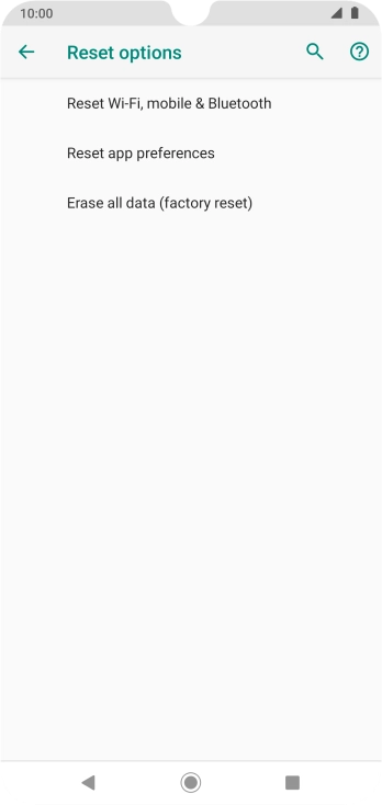 Press Erase all data (factory reset).