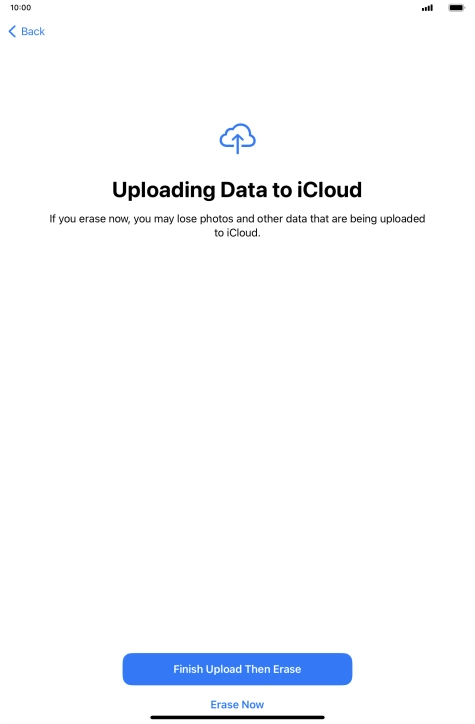 Press the required setting.