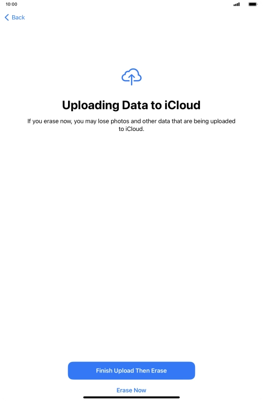 Press the required setting.