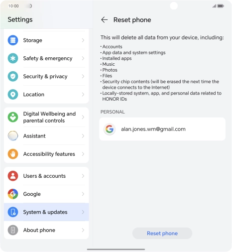 Press Reset phone.