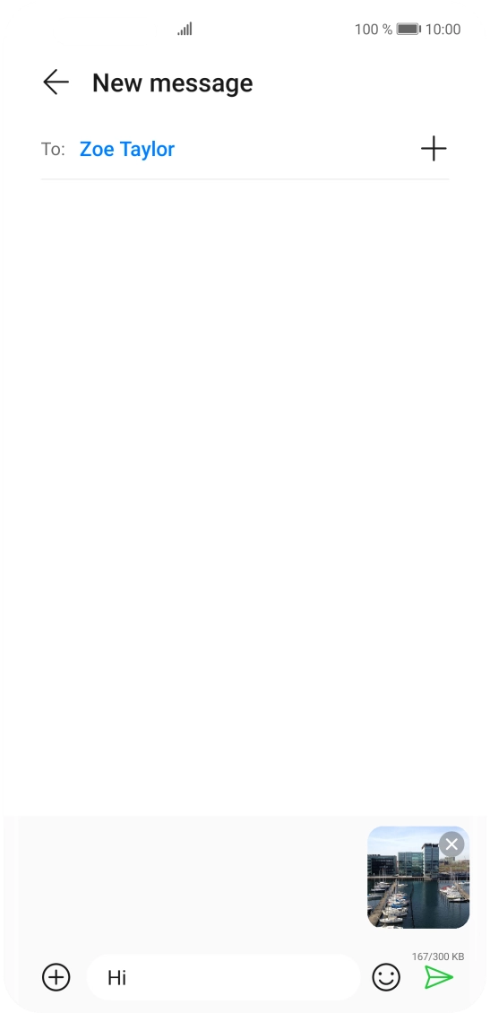 Press the send icon when you've finished your MMS.