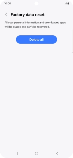 Press Delete all. Wait a moment while the factory default settings are restored. Follow the instructions on the screen to set up your phone and prepare it for use.