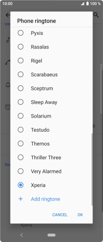 Press the required ring tone to select it.
