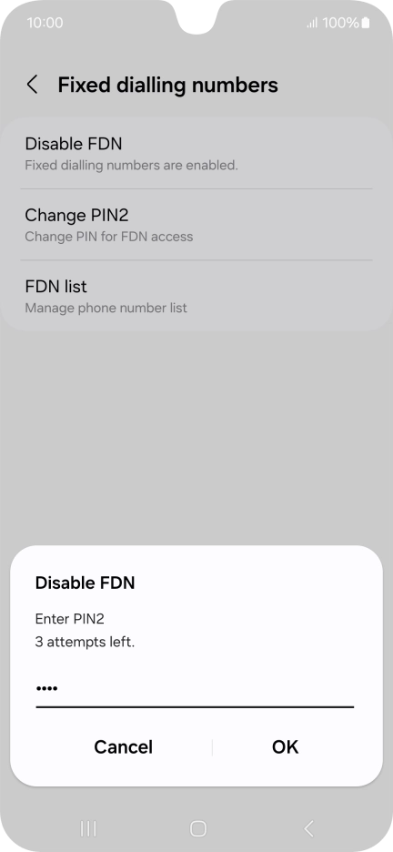Key in your PIN2 and press OK. The default PIN2 is 0000.