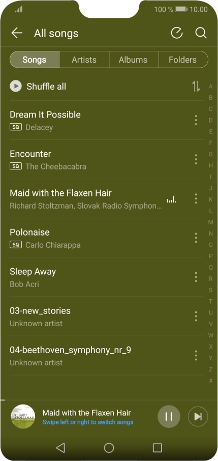 Press the song title at the bottom of the screen.