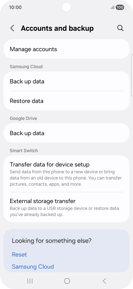 Press Manage accounts.