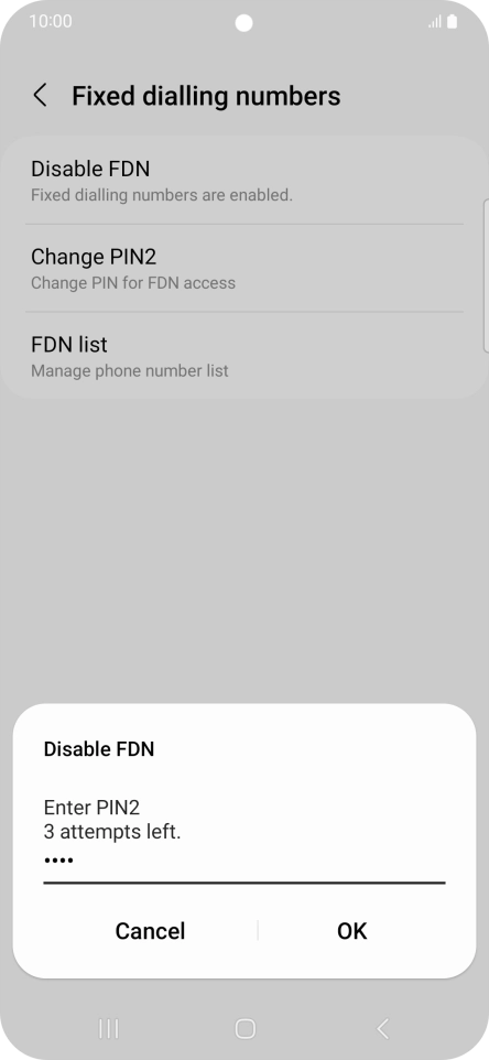 Key in your PIN2 and press OK. The default PIN2 is 0000.