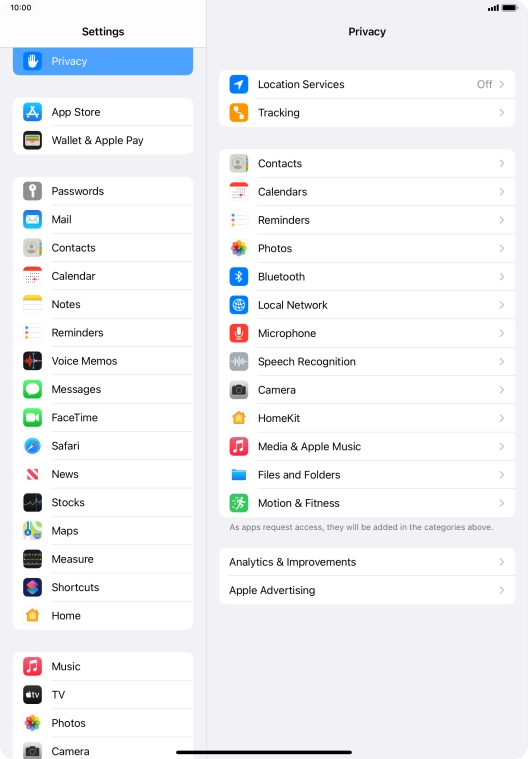 Press Location Services.
