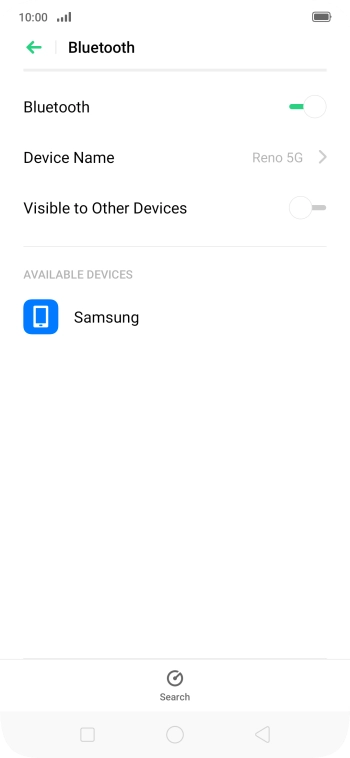 Press the required Bluetooth device and follow the instructions on the screen to pair the device with your phone.