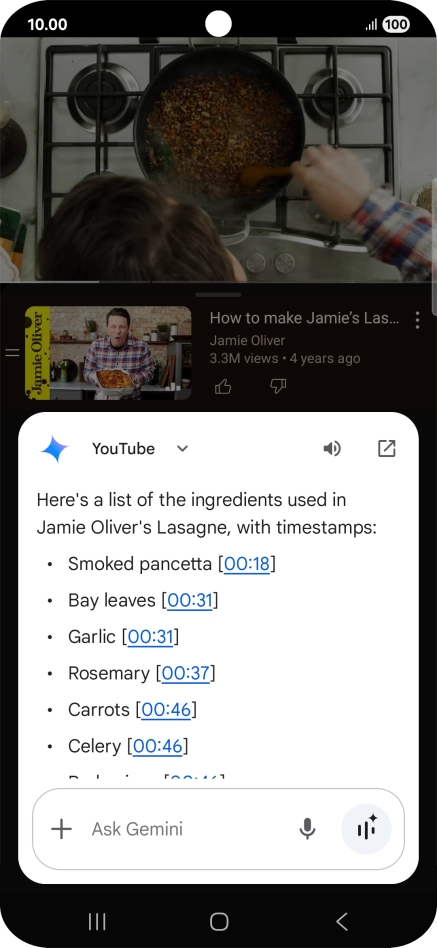 The answer from Gemini to your question is displayed.