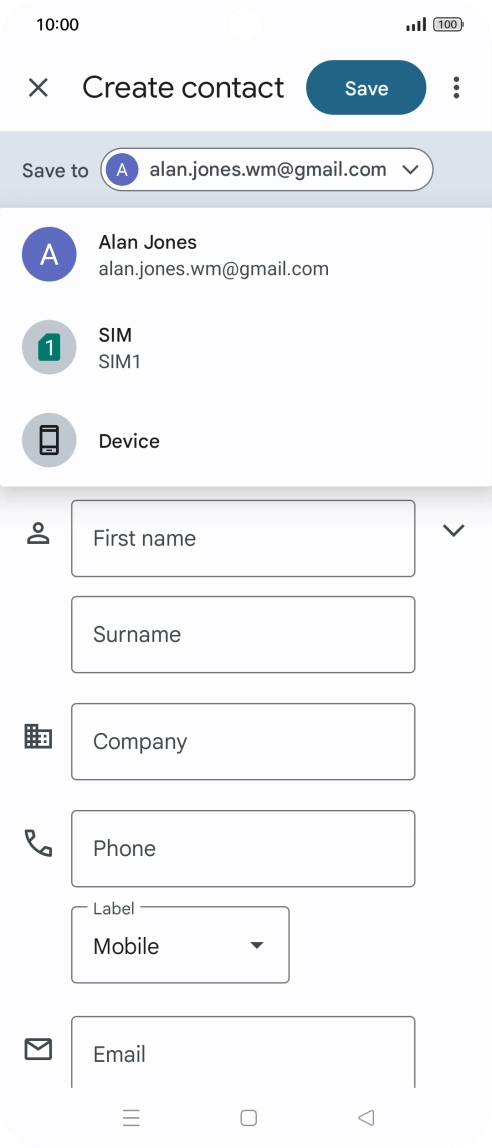 Press the required Google account.