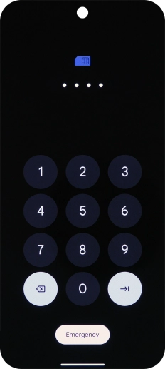 If your SIM is locked, key in your PIN and press arrow right. The default PIN is 1111.