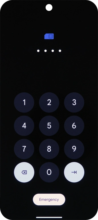 If your SIM is locked, key in your PIN and press arrow right. The default PIN is 1111.