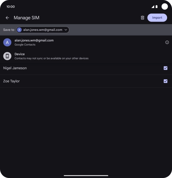 Press the required Google account.