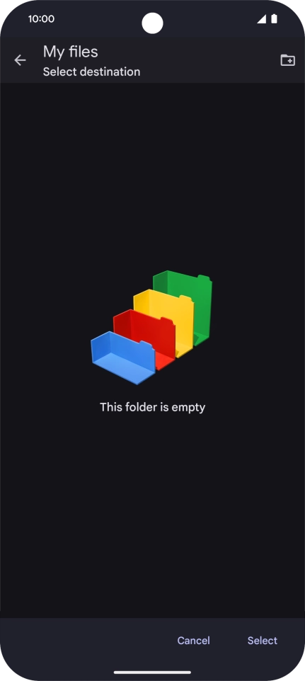 To create a new folder, press the new folder icon and follow the instructions on the screen to create a new folder.