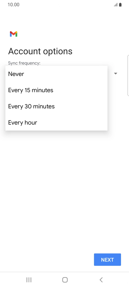 Press the required setting.