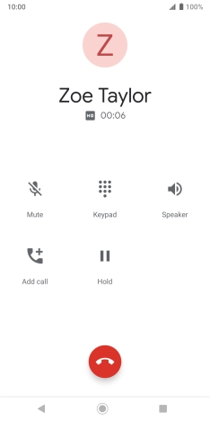 Press the end call icon.