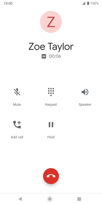 Press the end call icon.