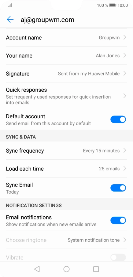 Press Account name and key in the required name.