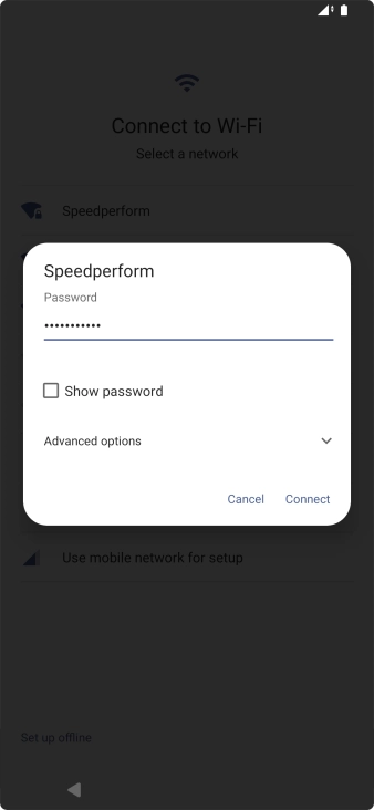 Key in the password for the Wi-Fi network and press Connect.